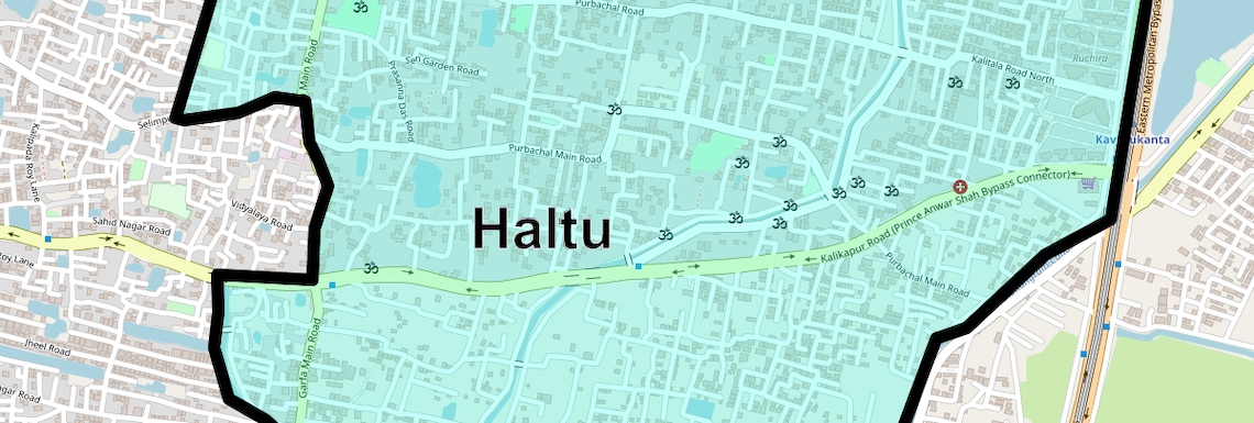Location Map of Haltu, Kolkata