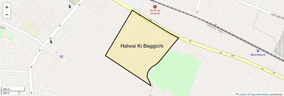 Location Map of Halwai Ki Baggichi, Agra