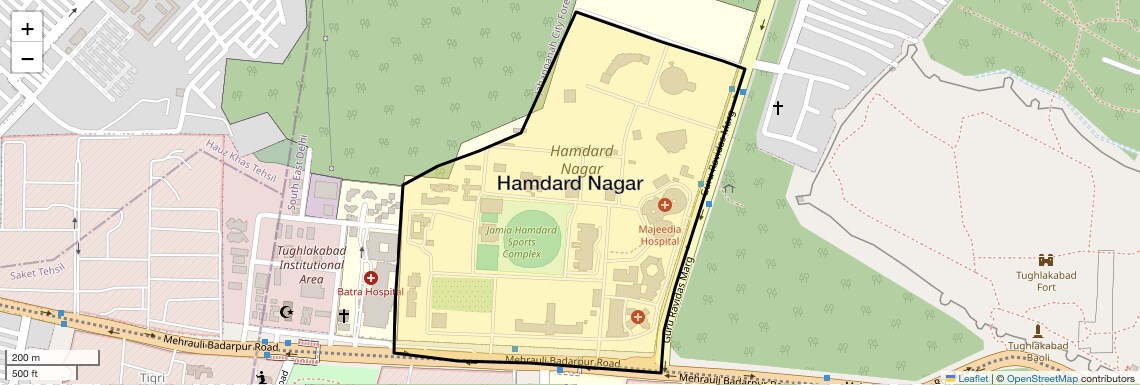 Location Map of Hamdard Nagar, Delhi