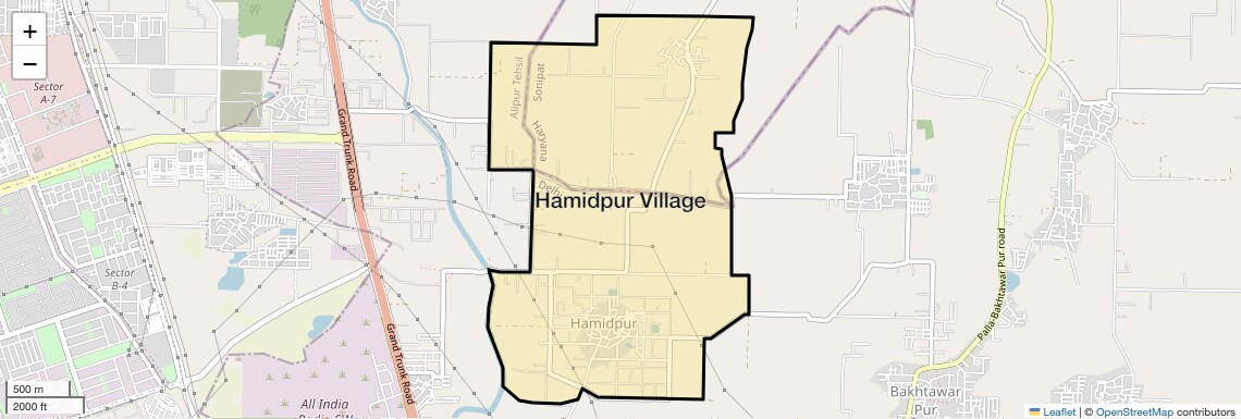 Location Map of Hamidpur Village, Delhi