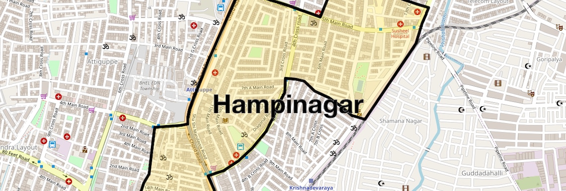 Location Map of Hampinagar, Bangalore