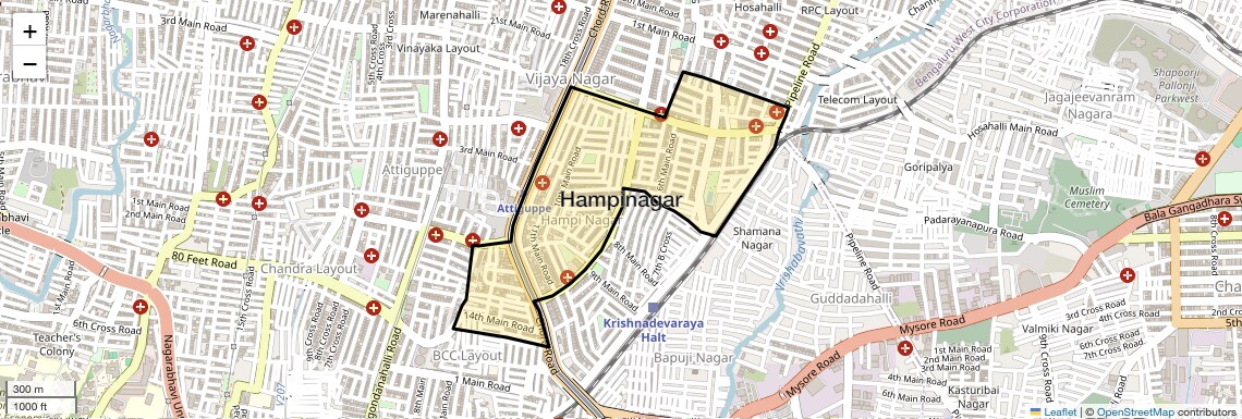 Location Map of Hampinagar, Bangalore