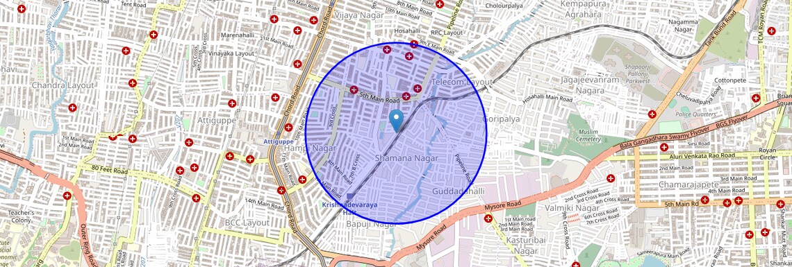 Location Map of Hampinagar, Bangalore
