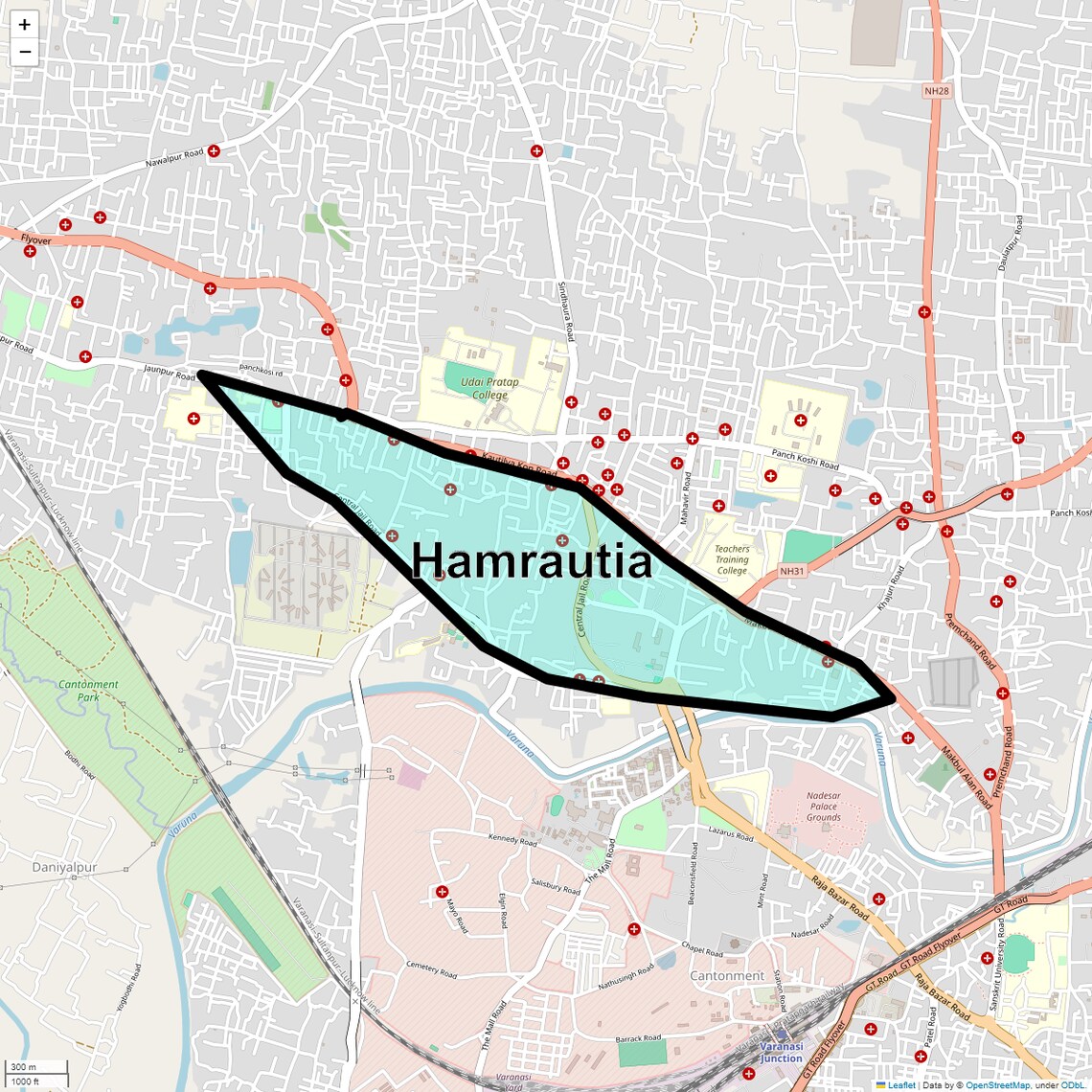 Location Map of Hamrautia, Varanasi
