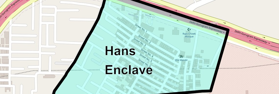 Location Map of Hans Enclave, Gurgaon