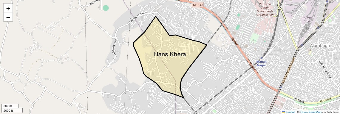 Location Map of Hans Khera, Lucknow