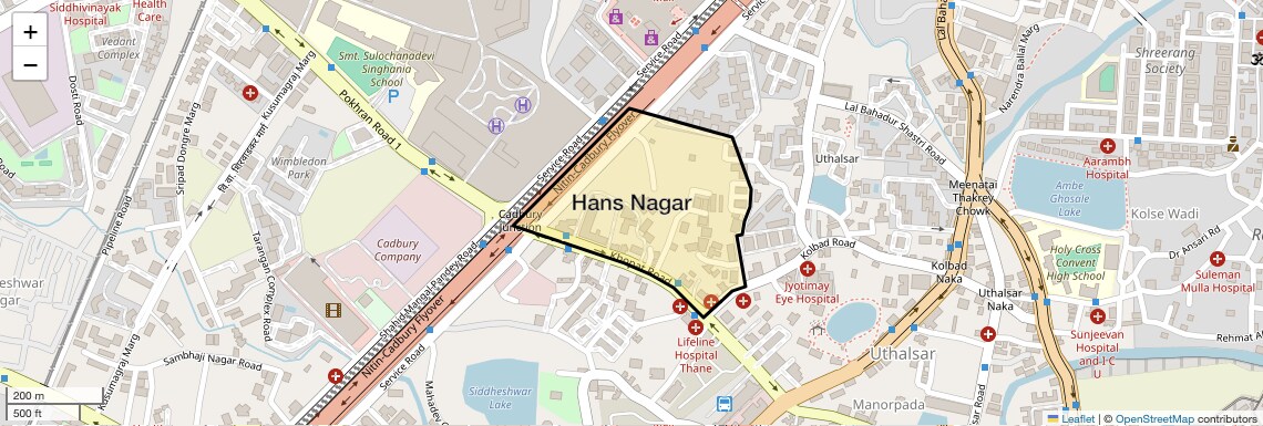 Location Map of Hans Nagar, Thane