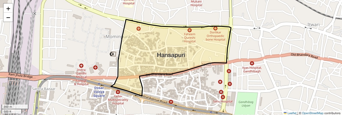 Location Map of Hansapuri, Nagpur