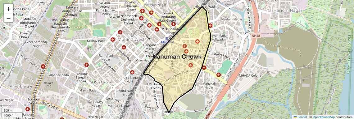 Location Map of Hanuman Chowk, Mumbai