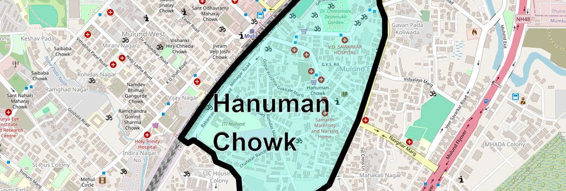 Location Map of Hanuman Chowk, Mumbai