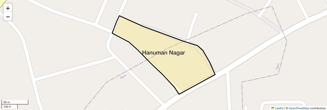 Location Map of Hanuman Nagar, Agra