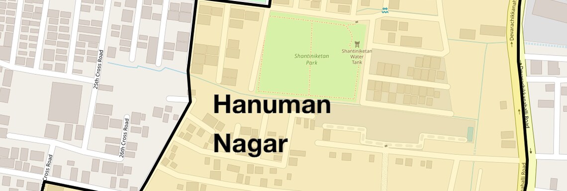 Location Map of Hanuman Nagar, Bangalore