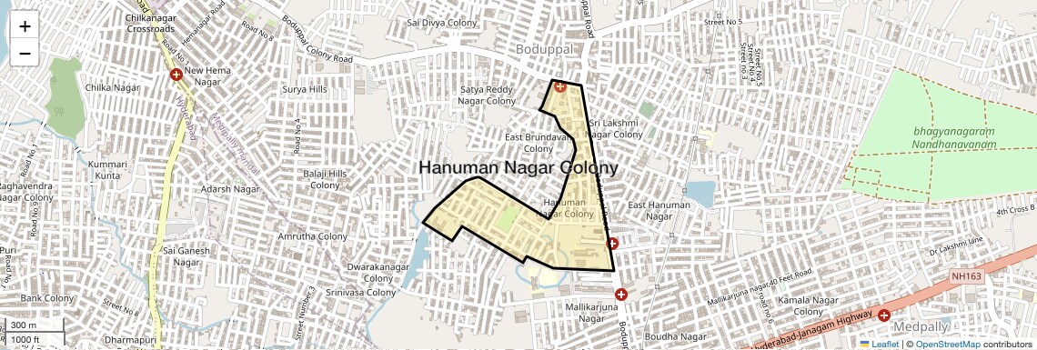 Location Map of Hanuman Nagar Colony, Hyderabad