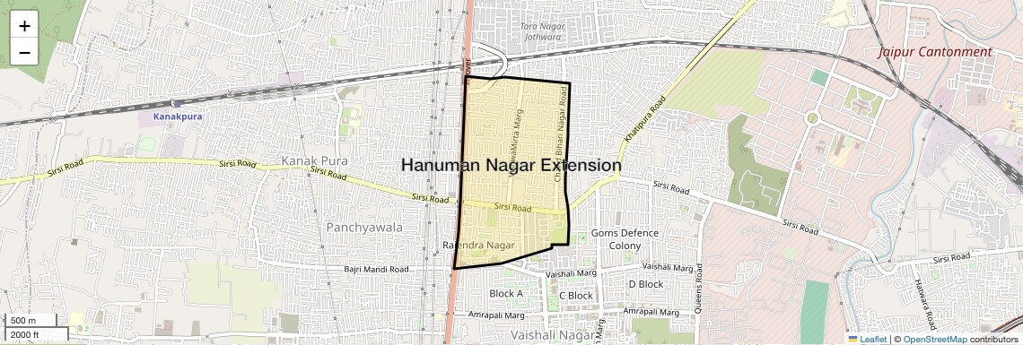 Location Map of Hanuman Nagar Extension, Jaipur