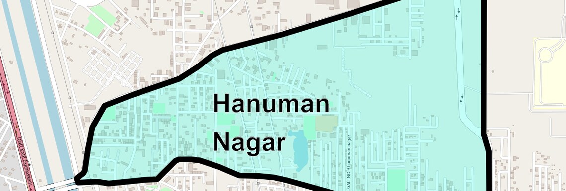 Location Map of Hanuman Nagar, Faridabad