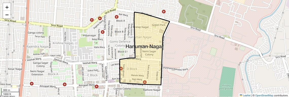 Location Map of Hanuman Nagar, Jaipur