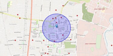 Location Map of Hanuman Nagar, Jaipur