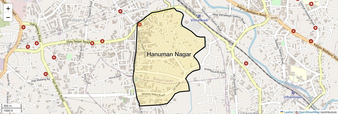 Location Map of Hanuman Nagar, Thane