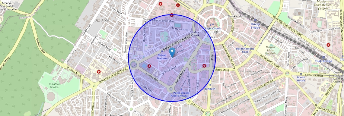 Location Map of Hanuman Road Area, Delhi