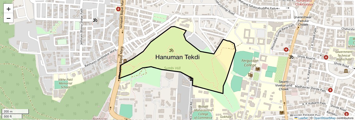 Location Map of Hanuman Tekdi, Pune