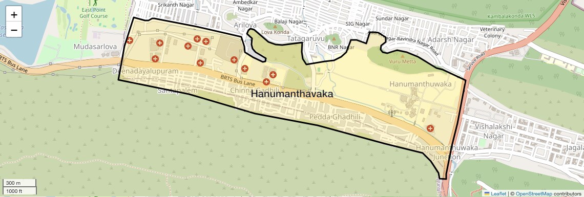 Location Map of Hanumanthavaka, Vizag