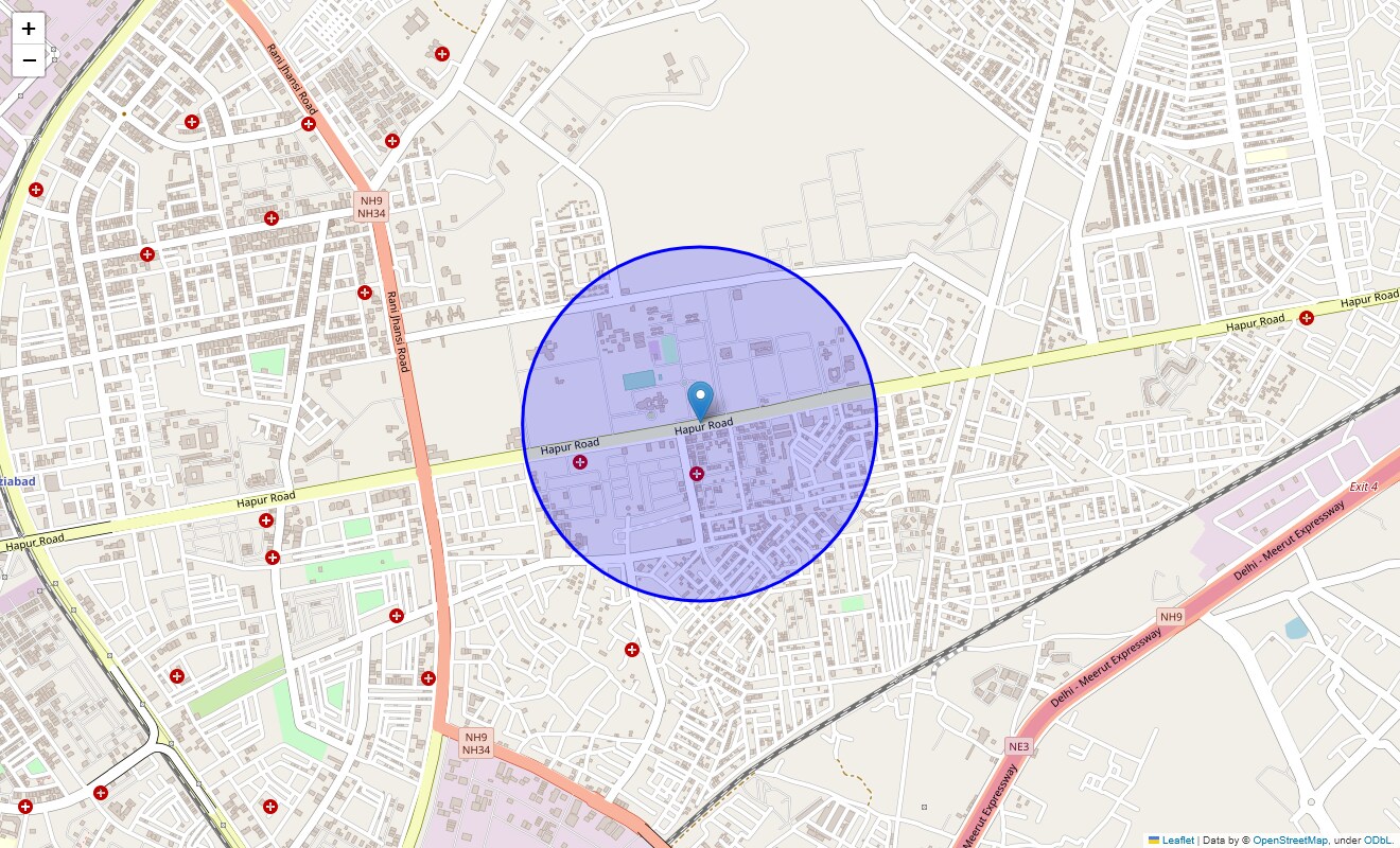 Location Map of Hapur Road, Ghaziabad