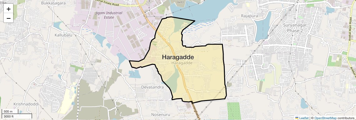 Location Map of Haragadde, Bangalore