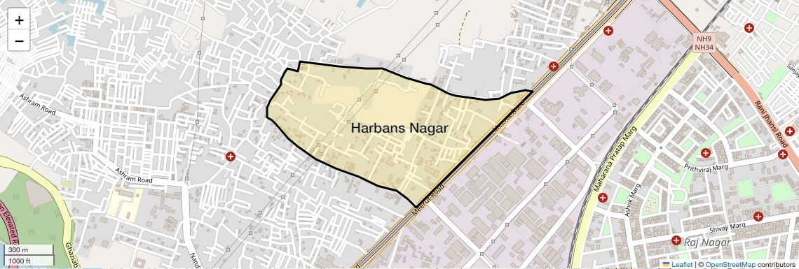 Location Map of Harbans Nagar, Ghaziabad