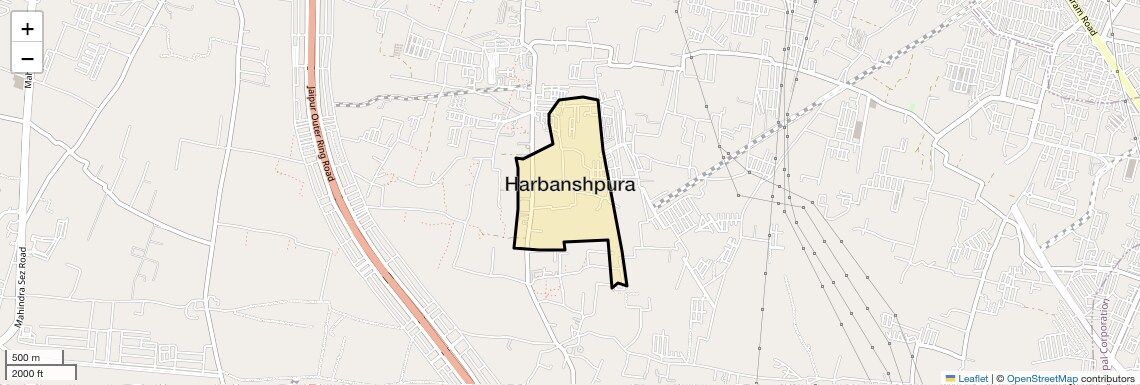 Location Map of Harbanshpura, Jaipur