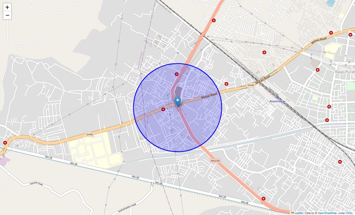 Location Map of Hardoi By Pass Road, Lucknow