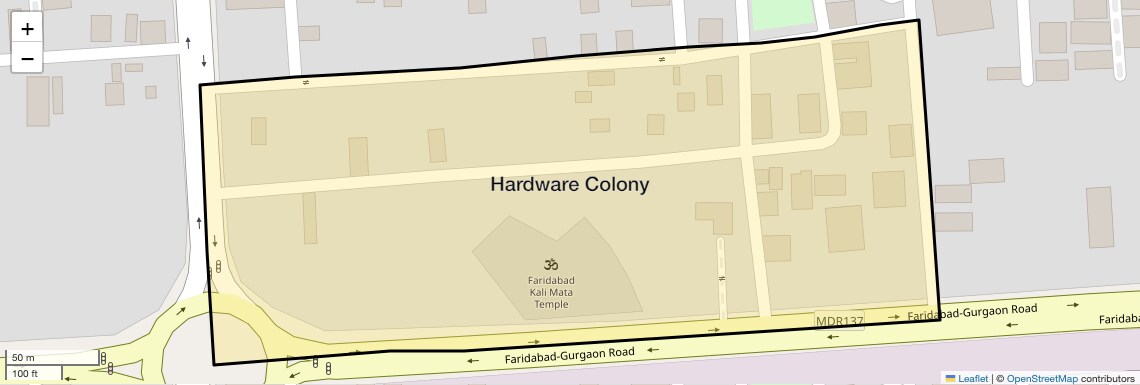 Location Map of Hardware Colony, Faridabad