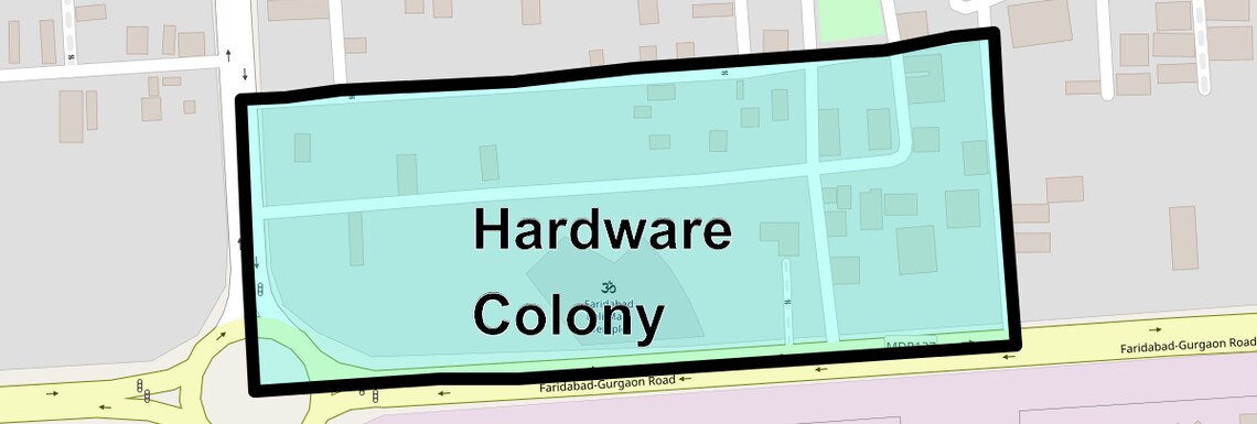 Location Map of Hardware Colony, Faridabad