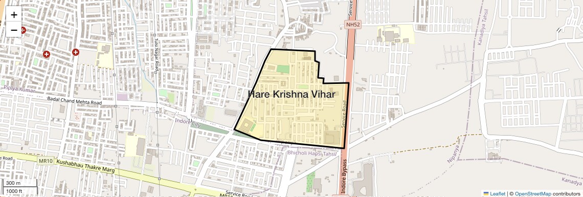 Location Map of Hare Krishna Vihar, Indore