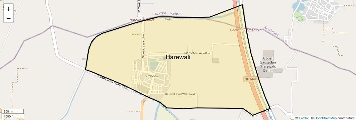 Location Map of Harewali, Delhi