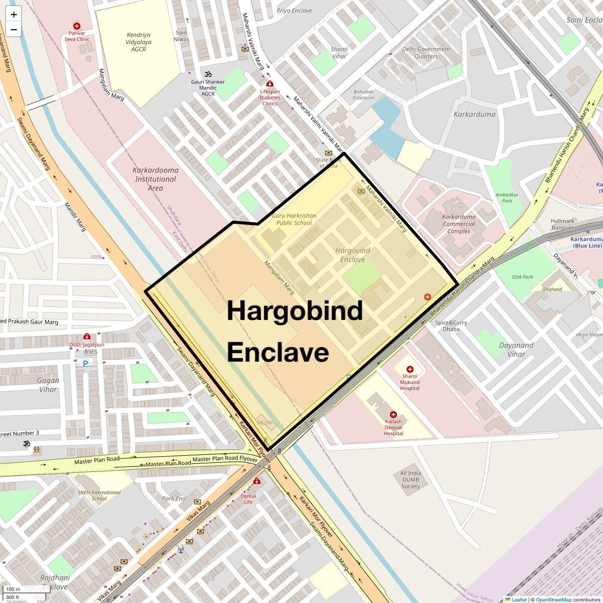 Location Map of Hargobind Enclave, Delhi