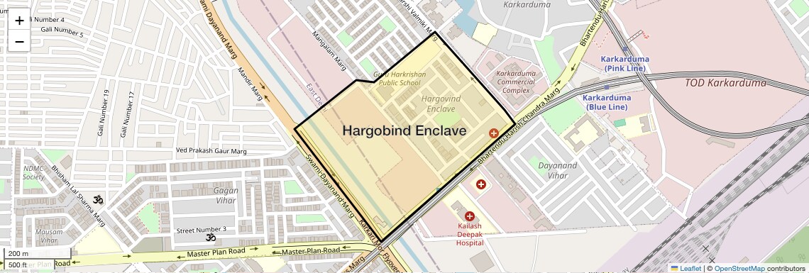 Location Map of Hargobind Enclave, Delhi