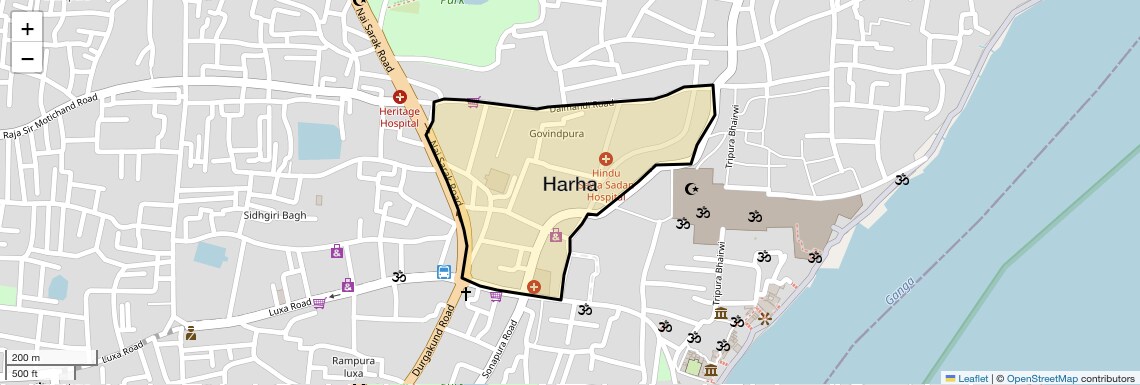 Location Map of Harha, Varanasi