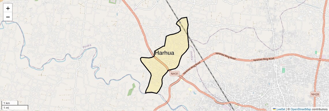Location Map of Harhua, Varanasi
