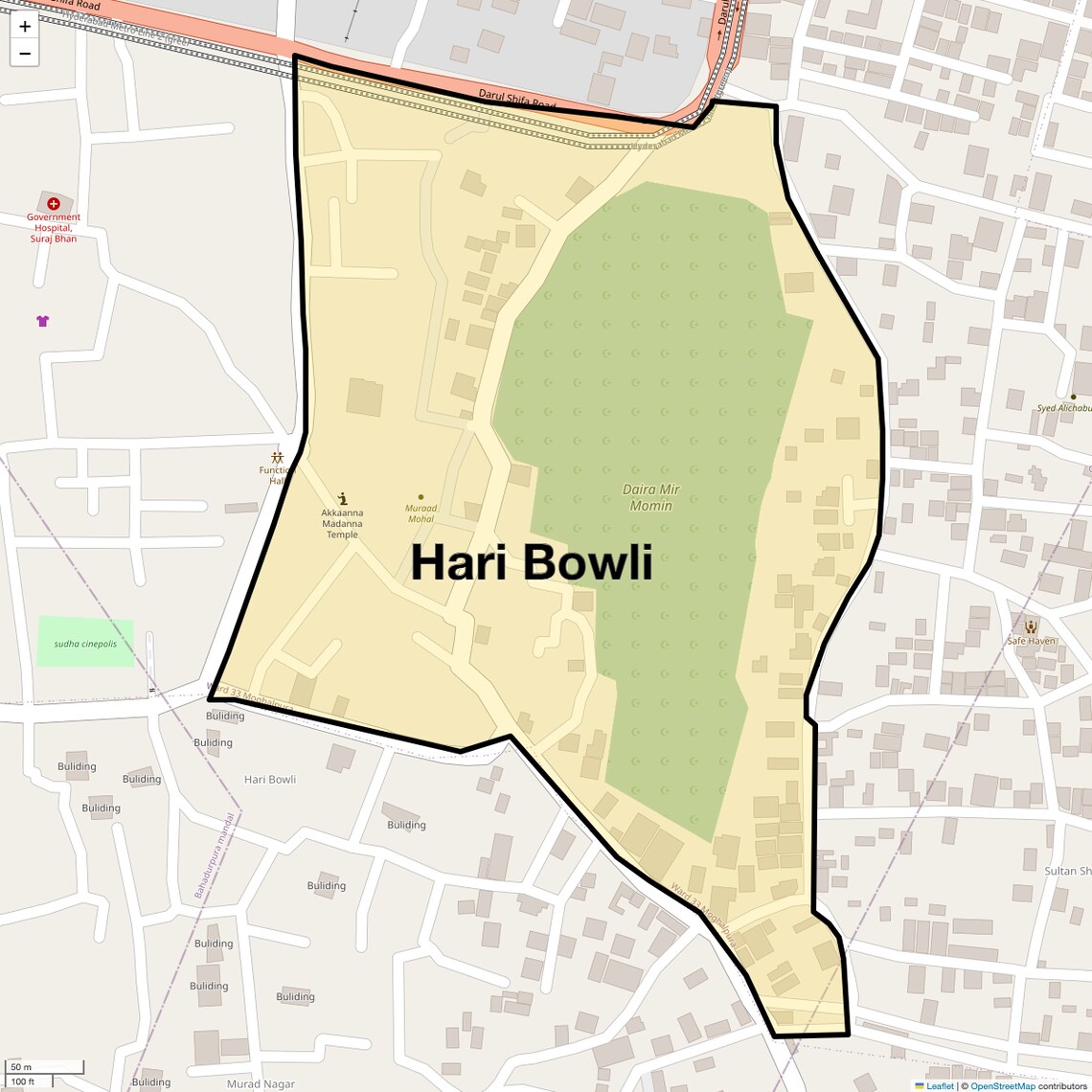Location Map of Hari Bowli, Hyderabad