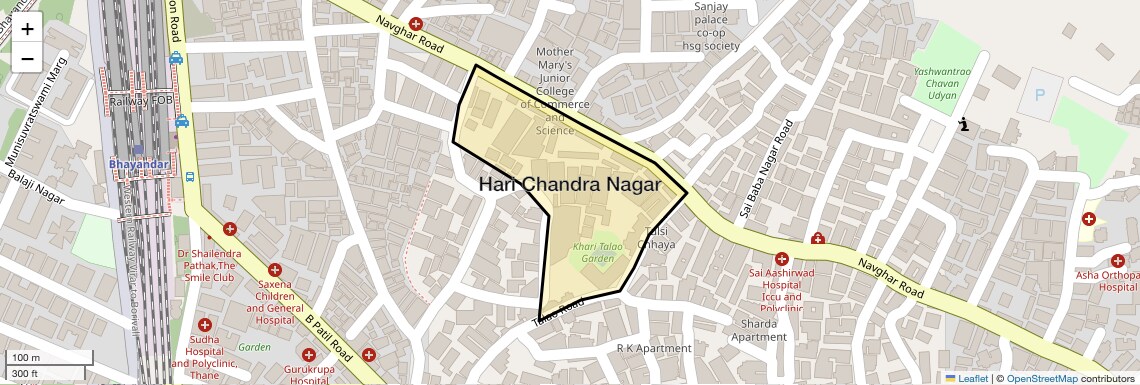 Location Map of Hari Chandra Nagar, Thane