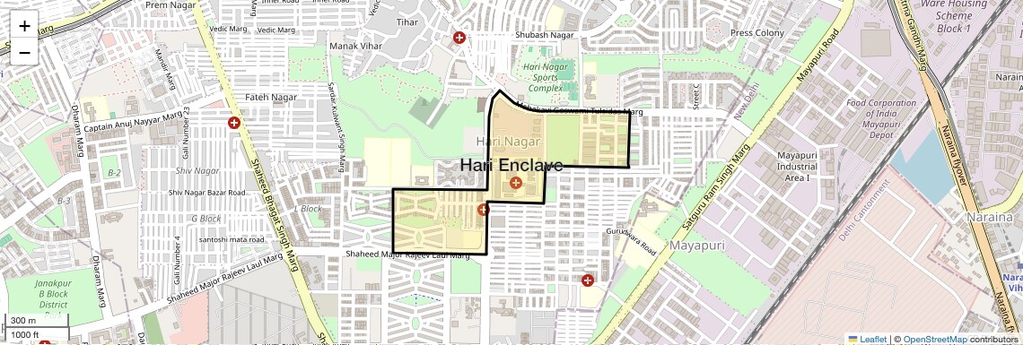 Location Map of Hari Enclave, Delhi