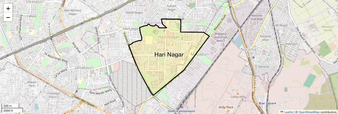 Location Map of Hari Nagar, Delhi
