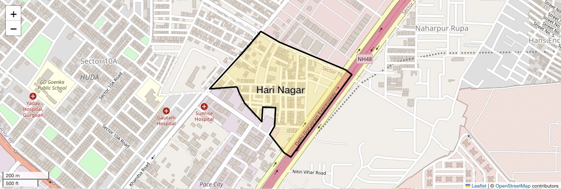 Location Map of Hari Nagar, Gurgaon