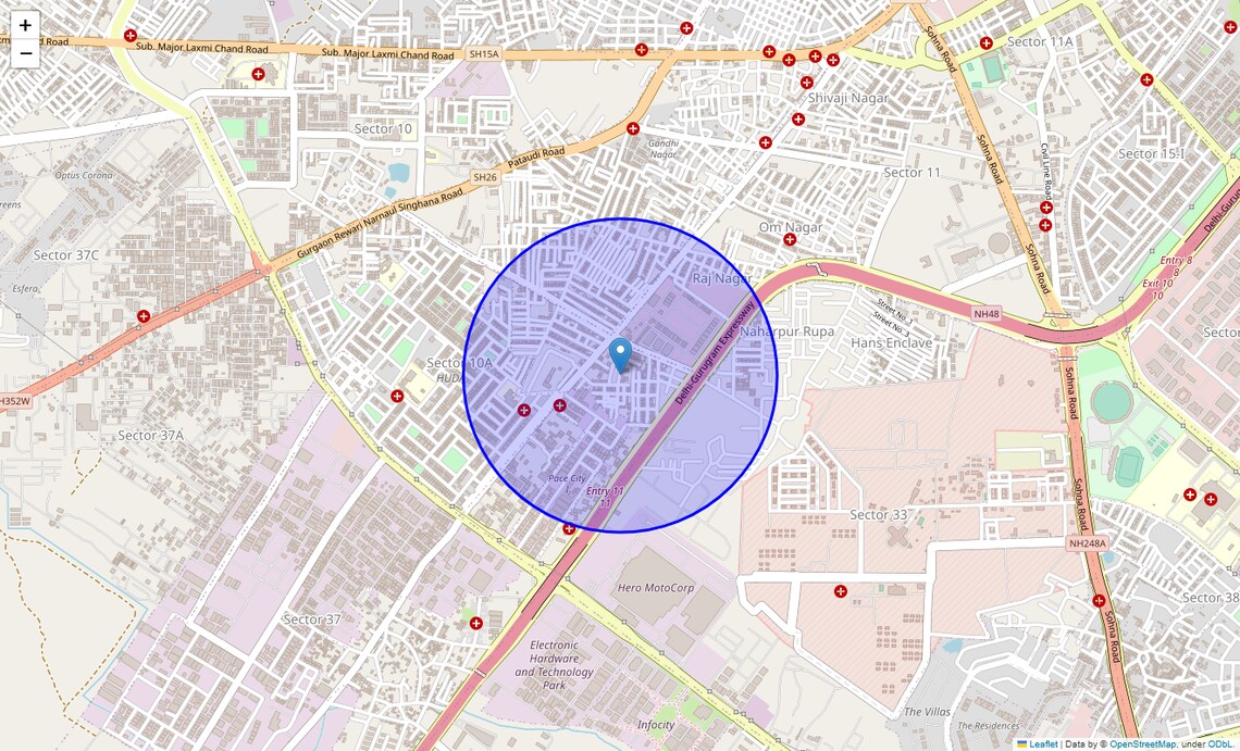 Location Map of Hari Nagar, Gurgaon