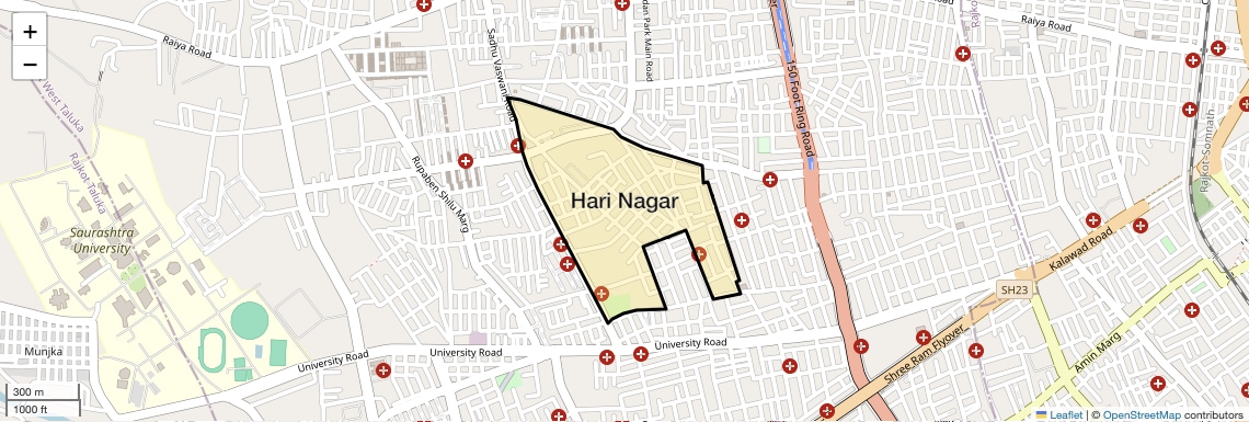 Location Map of Hari Nagar, Rajkot