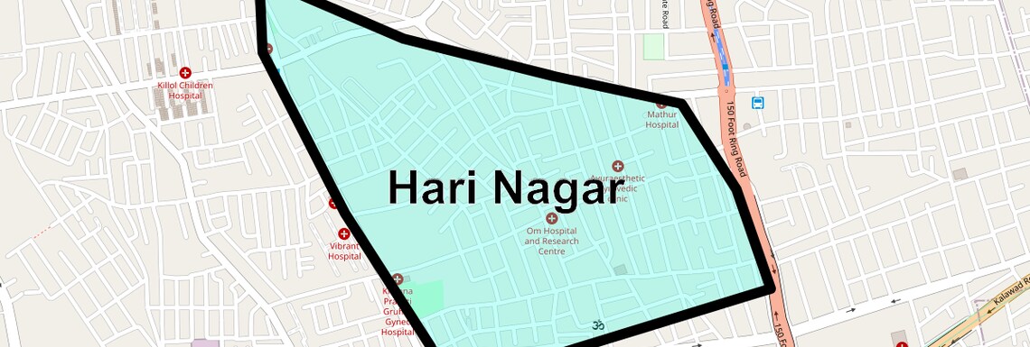 Location Map of Hari Nagar, Rajkot