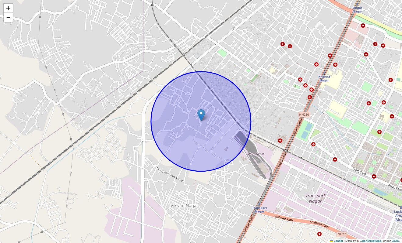 Location Map of Hari Om Nagar, Lucknow