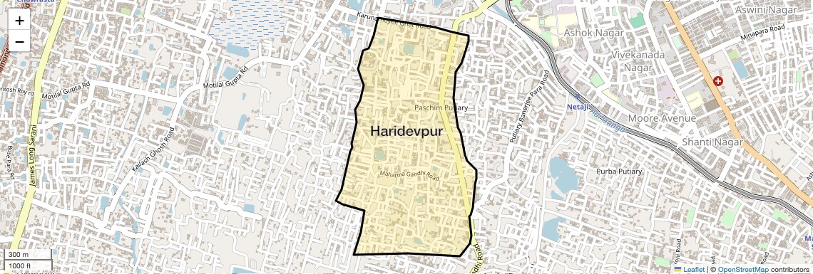 Location Map of Haridevpur, Kolkata