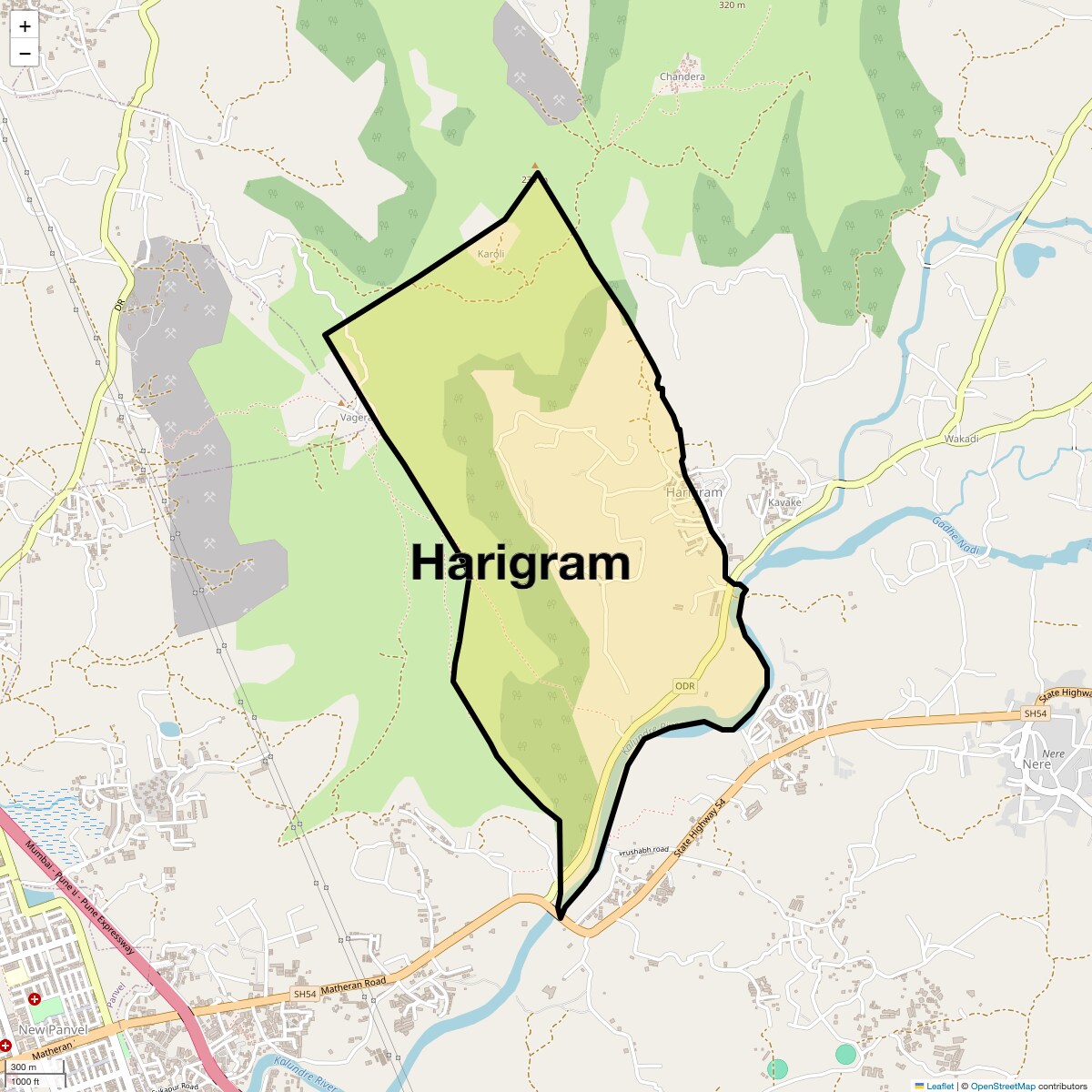 Location Map of Harigram, Navi Mumbai