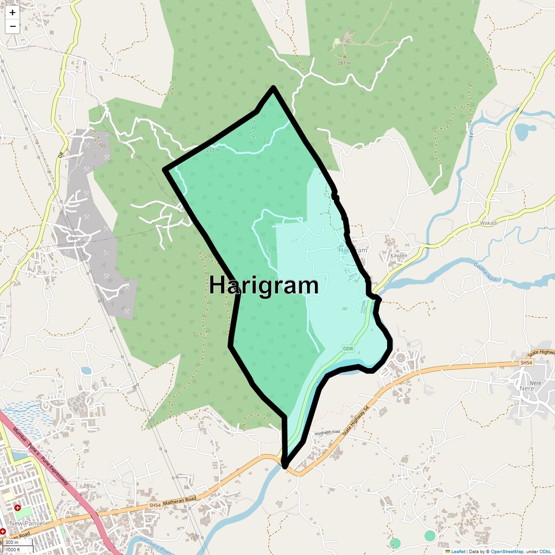 Location Map of Harigram, Navi Mumbai